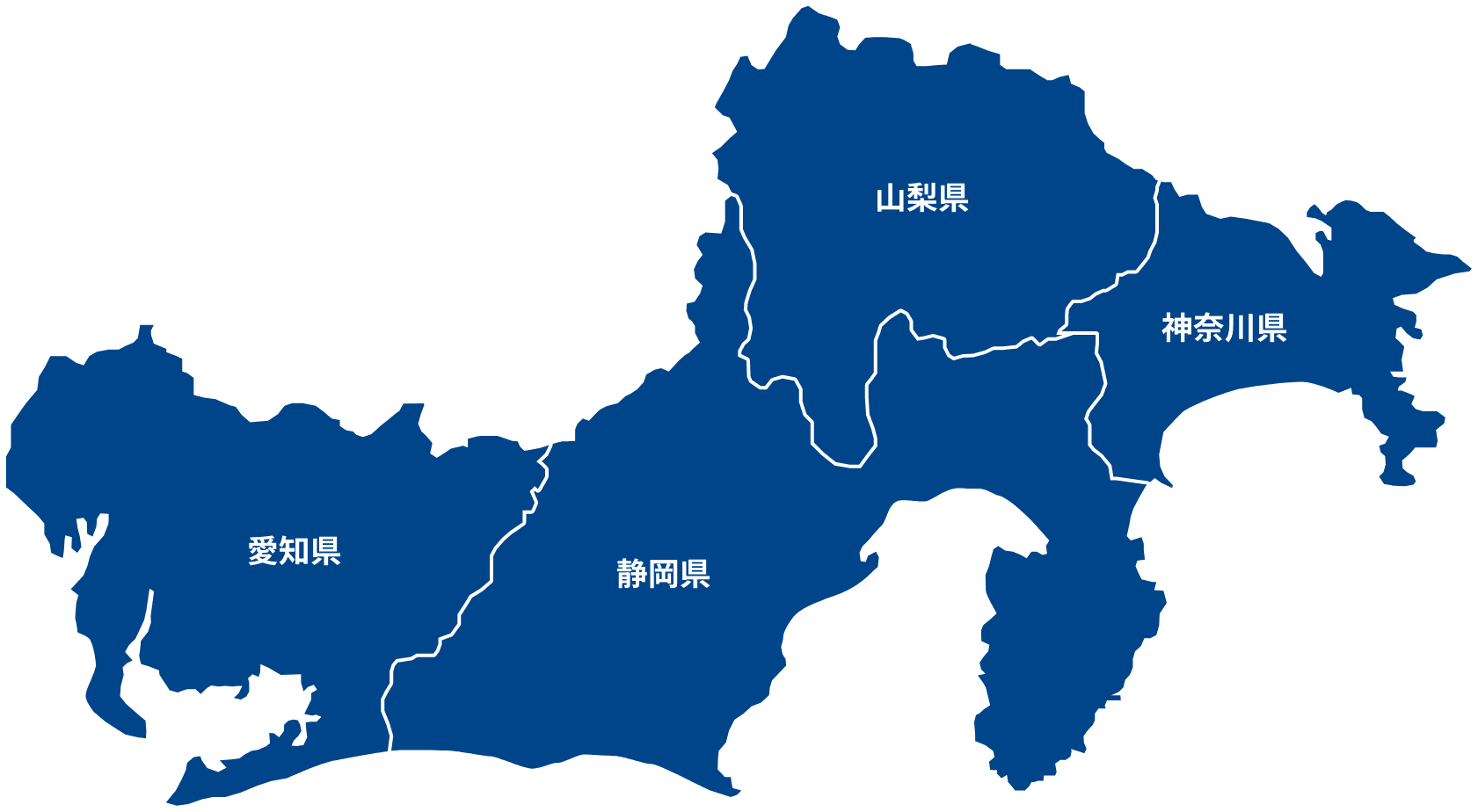静岡県・神奈川県・山梨県・愛知県の地図